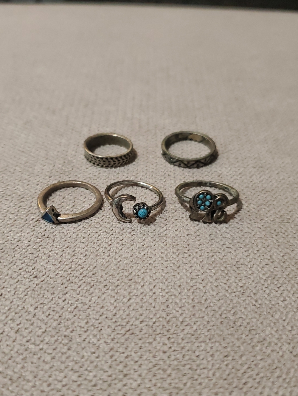 Stackable Silver Rings with Blue Turquoise Accents